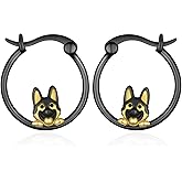 Dog Earrings Sterling Silver Yorkie/Schnauzer/Pug/Chihuahua/German Shepherd Hoop Earrings Animal Dog Jewelry for Women
