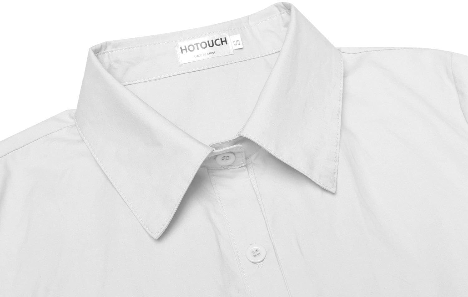 Hotouch Womens 3/4 Sleeve Basic Button Down Shirt Slim Fit Cotton Dress Shirts at  Women’s Clothing store