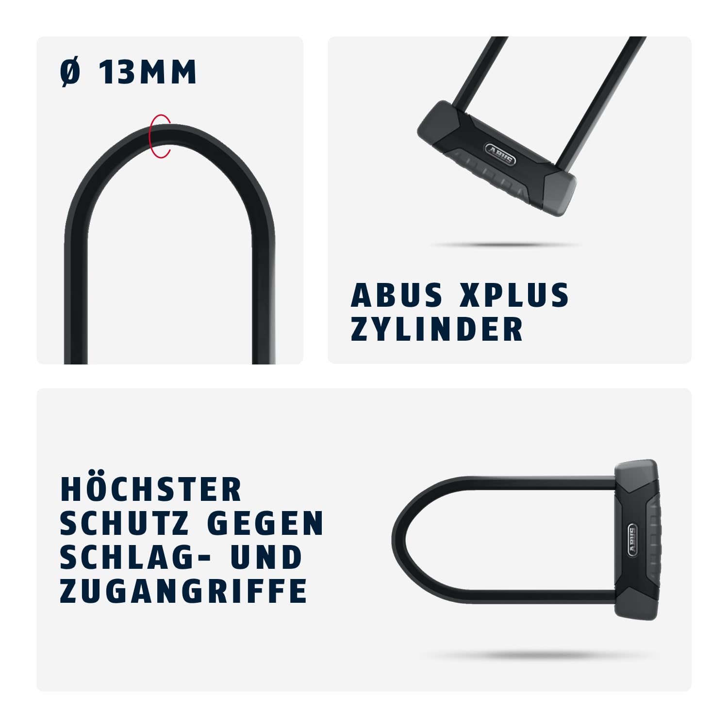 ABUS Bügelschloss Granit XPlus 540 + USH-Halterung - Fahrradschloss mit 13 mm starkem Bügel und XPlus Zylinder Sicherheitslevel 15-300 mm Bügelhöhe 2