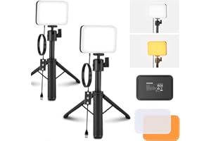 NEEWER BASICS 2 Pack LED Video Panel Desk Light, Video Conference Lighting Kit with Desktop Tripod Stands/Filters for Webcam Computer Laptop Zoom Call Makeup Recording Selfie Streaming, Dimmable, BP66