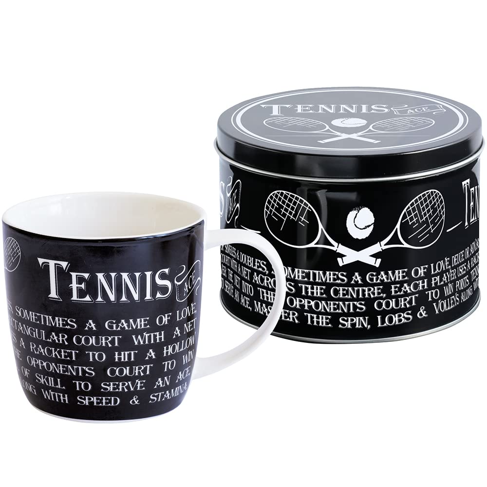 Arora Ultimate Gift for Man 8877 Tennis Mug in Tin, White