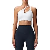 Aoxjox Women's Workout Sports Bras One Shoulder Caley Asymmetrical Bra Fitness Exercise Gym Yoga Crop Tank Top