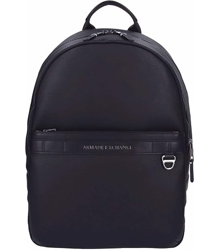Armani Exchange Men's Malibu Backpack, Black Allover Big Logo, One Size