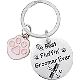 PLwelth Dog Groomer Keychain for Women Men Pet Lovers Cute Paw Pendant Keyring Puppy Hairdresser Key Chain for Wallet Backpack Charm Accessories Decor Beautician Memorial Gifts for Her Birthday