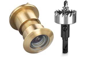 TOGU 3828 Brass Extra Larger peep Holes for Door with 1-1/10“ Drill Bit, 220-degree Door viewer Peephole with Privacy Cover, Fitting Door Thick from 1-3/5" to 2-1/5", Brushed Gold Finish