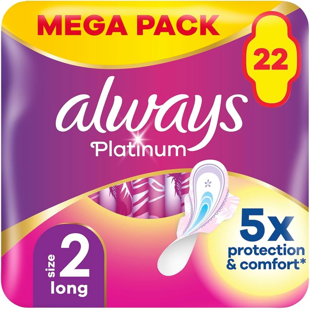 Always Platinum Long (Size 2) Sanitary Towels with Wings 22 Pads