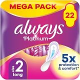 Always Platinum Long (Size 2) Sanitary Towels with Wings 22 Pads