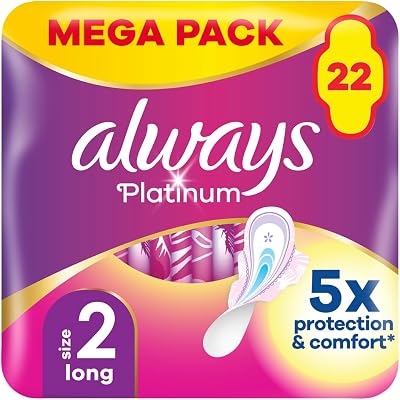 Always Platinum Long (Size 2) Sanitary Towels with Wings 22 Pads