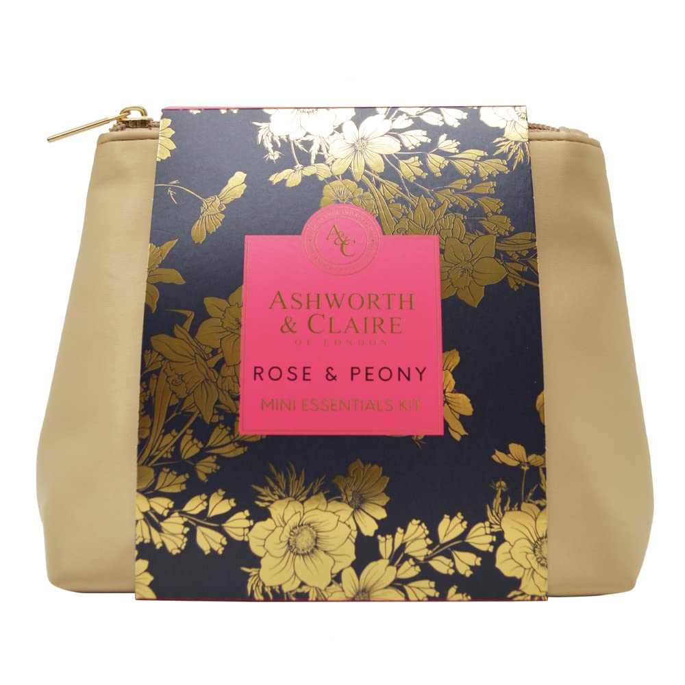 Ashworth & Claire Rose & Peony Signature Mini Essentials Kit (Includes Bath Salts, Hand Wash & Hand Lotion) - Made in England.