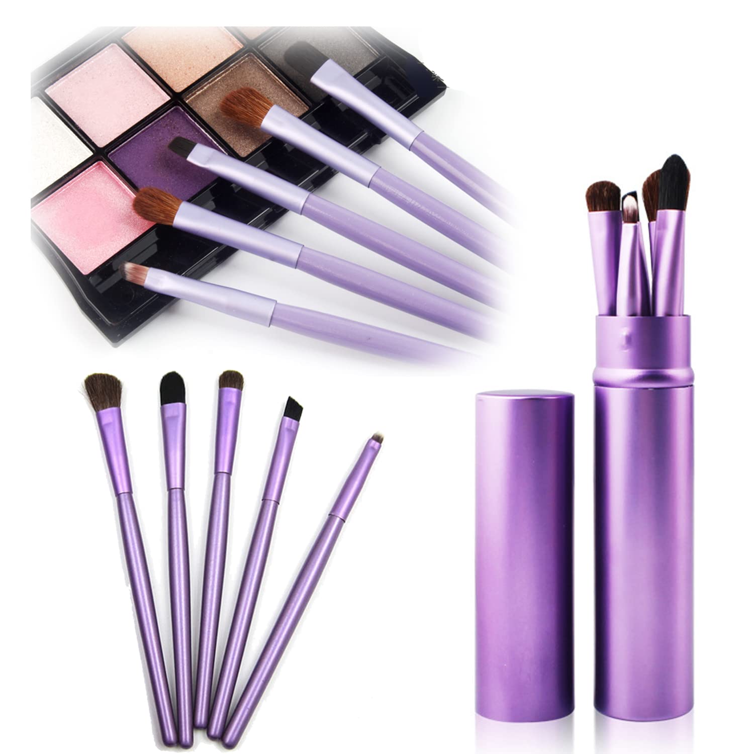 5Pcs Eyeshadow Brush Set, Portable Eye brushes, Premium Eye Makeup Brush, Eyeliner Brush, Angled Brush