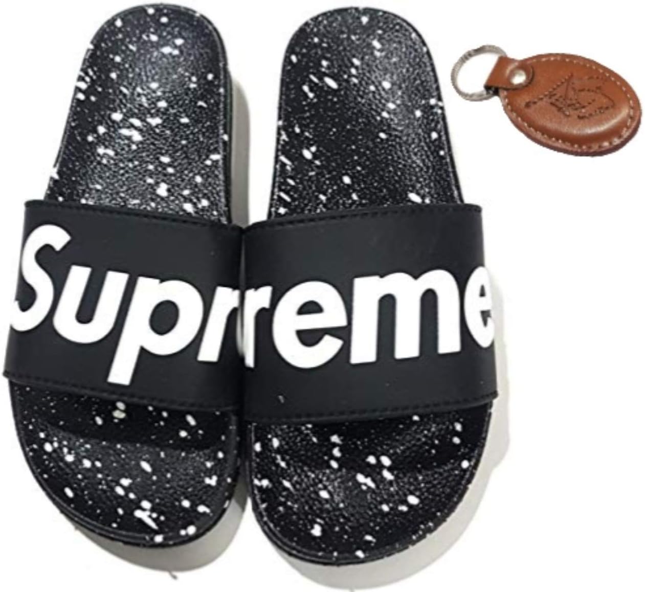 Angel Fashion Super D Slipper/Flip Flops for Men,Black,9 (UK/India) with Free Leather Key Chain