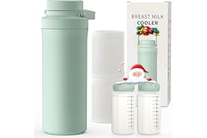Xaproo 22oz Breast Milk Cooler Bottle, Portable Milk Cooler for Breastmilk with 360°Cooling for 24 Hours, Millk Chiller with 2pcs Baby Bottles, Breastmilk Storage Bags for Baby, BPA-Free (Green)