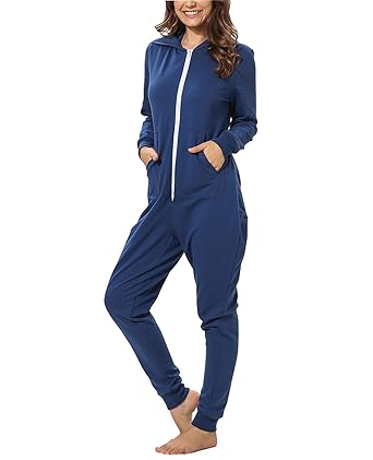 Dreamlove Jumpsuit Overall Damen Onesie Schlafoverall Einteiler Pyjama Schlafanzug Lang Strampler Trainingsanzug Hausanzug Pl