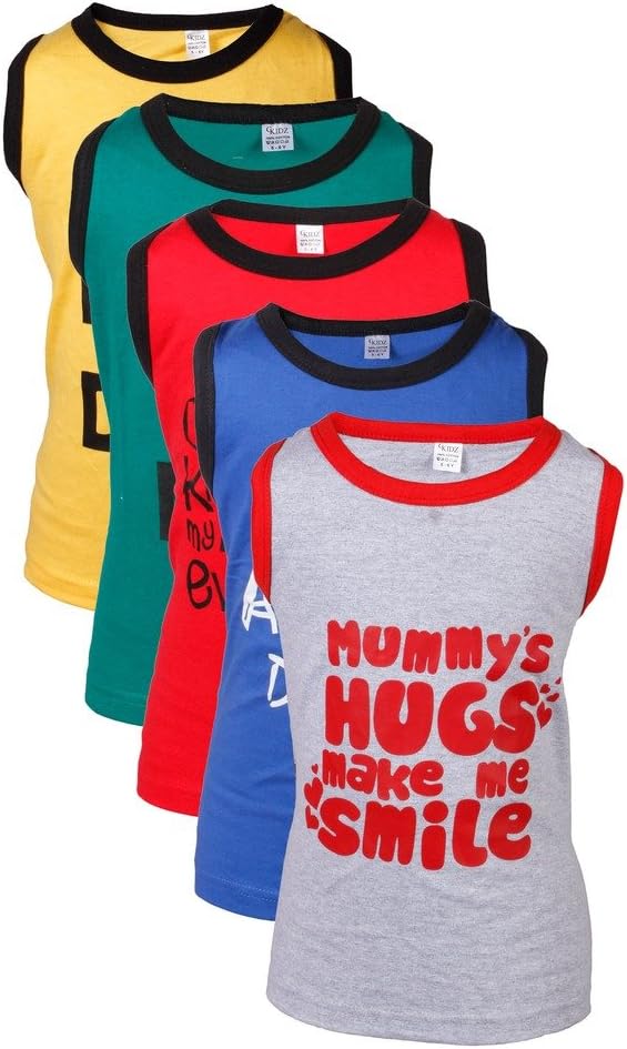 Pack of 5 Boys Printed Sleeveless Tshirt(19_JB5PCK-VEST-MND)