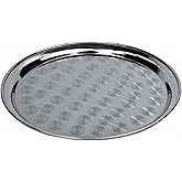 Winco Round Tray with Swirl Pattern, 16-Inch, Stainless Steel
