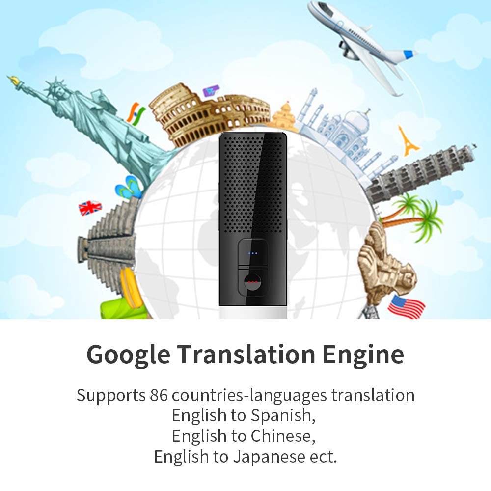 SSK Portable Foreign Language Translator, Need Connect Smartphone Bluetooth, Supports 86 Languages Two-Way Instant Translation Voice Language Translator for Travelling Learning and Business