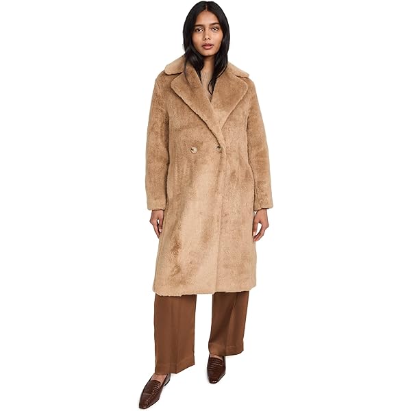 Theory Women's Faux Fur Peacoat, Light Cocoa, Tan, S at