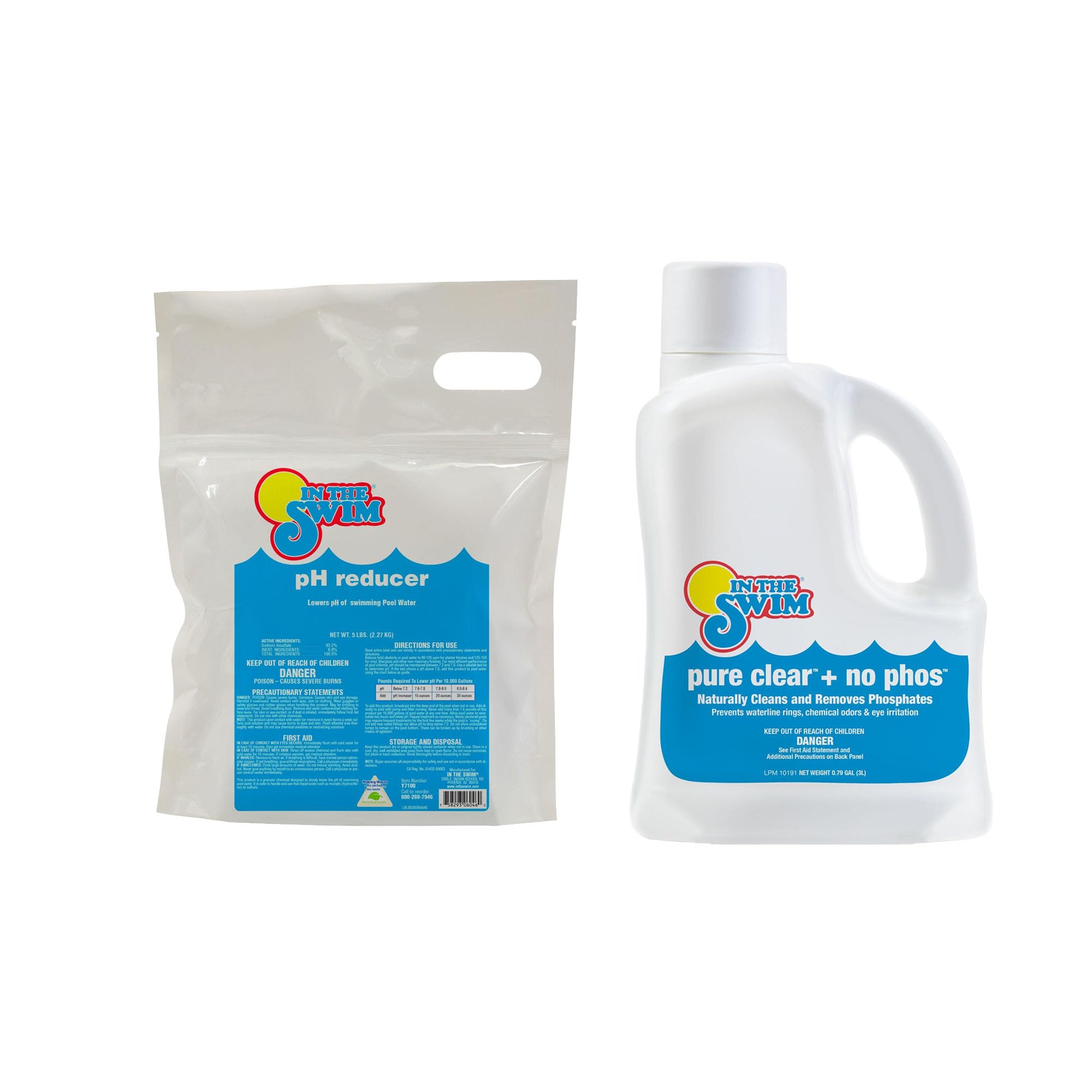 In The Swim Pool Chemistry Balance Kit - 5Lb pH Reducer + 3L Pure Clear No Phos - Controls pH, Removes Phosphates & Keeps Water Crystal Clear Image