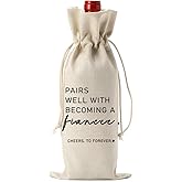 Engaged Wine Bag Engagement Gifts for New Couples Her Engagement Party Decorations Pairs Well with Becoming A Fiancee Wine Bottle Bag Champagne Bottle Wraps Bags