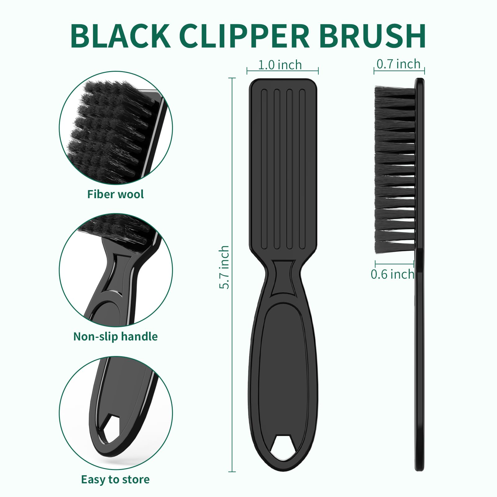 6 Pcs Barber Clipper Brush Blade Trimmer Cleaning Brush Set Duster Manicure Nylon Brush Hair Styling Tool (Black)