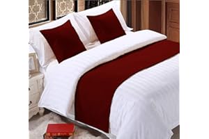 DPS COTTON KING 100% Egyptian Cotton Bed Runner Burgundy Solid King Size (102x20) 3 Piece Decorative Bed Scarf for Bedroom Hotel Wedding Room with 2 Pillow Shame