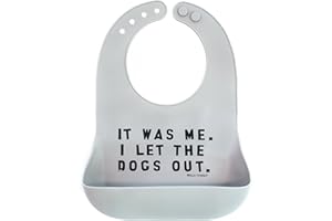Baby Bib for Eating by Bella Tunno, Waterproof Silicone Bib with Large Food Catcher, Adjustable Fit for Babies 4-12 months & Toddlers 1-3 Years, Boys & Girls, Let The Dogs Out