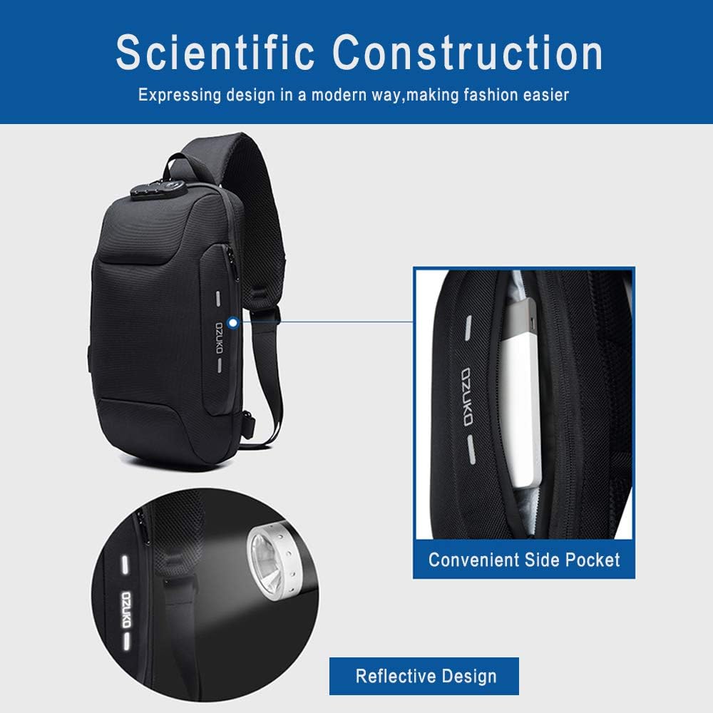  | OZUKO Sling Backpack USB Anti-Theft Men'S Chest Bag Casual Shoulder Bag | Casual Daypacks