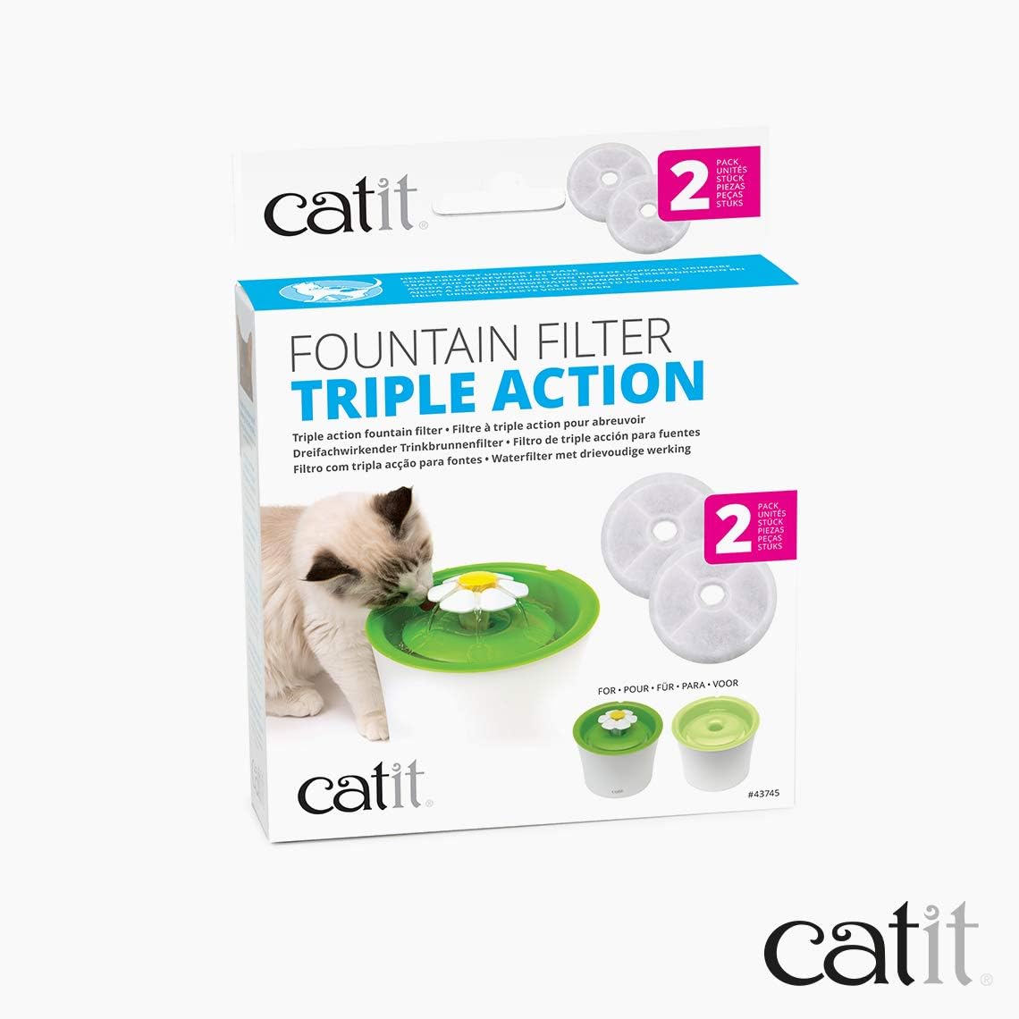 Catit Senses 2.0 Cat Water Fountain Filters, Cat Water Fountain, 2 Pack : Pet Supplies