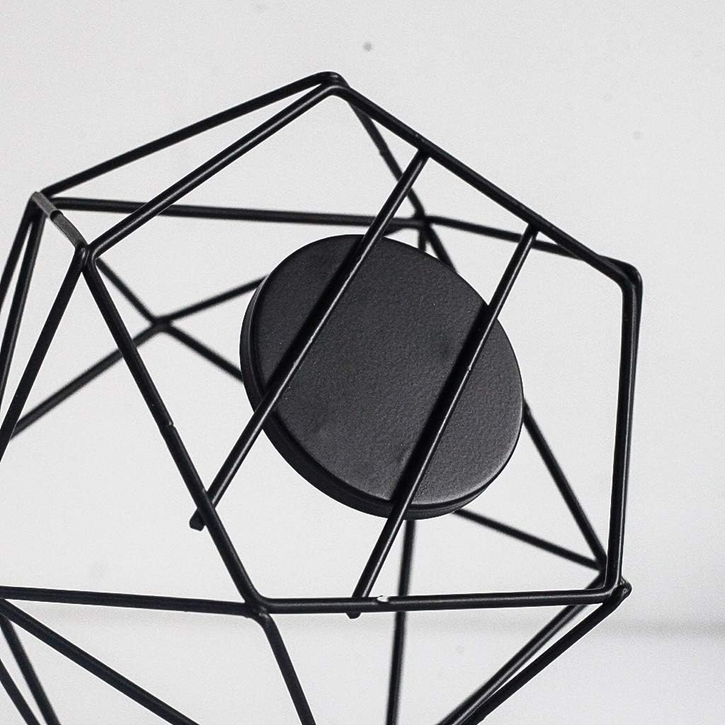 SUJUN Candle Holder for Home Decor Candleholder for Tealight Candle Metal Geometric Candlesticks (1pc Black): Home & Kitchen