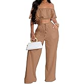 Elegant Two Piece Clothing Sets for Women Sexy Crop Top Long Wide Leg Pants Swimwear Bikini Coverups Vacation Beach