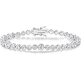 Gemsme Classic Tennis Bracelet for Women and Men -18K White Gold Plated Round Cubic Zirconia Tennis Bracelets 16-17CM