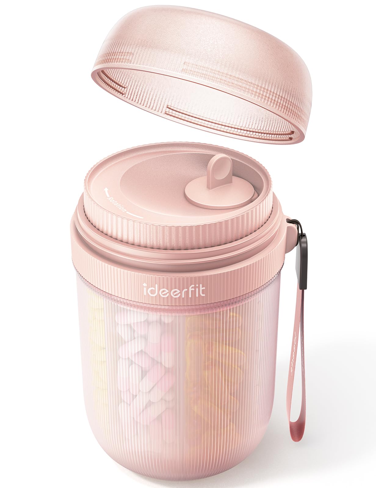 Photo 1 of Large Pill Organizer with 7 Large Compartments,Pill Dispenser with Desiccant to Keep Medicines Fresh,Pill Bottle Organizer | Anti-Mixing | Light-Proof | Touch-Free,BPA-Free Vitamin Organizer,Rose Gold