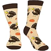 AGRIMONY Funny Thanksgiving Turkey Pumpkin Socks for Men Women -Fun Turkey Trot Fall Christmas Holiday Gift Stocking Stuffers
