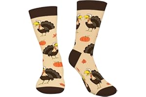 AGRIMONY Funny Thanksgiving Turkey Pumpkin Socks for Men Women -Fun Turkey Trot Fall Christmas Holiday Gift Stocking Stuffers