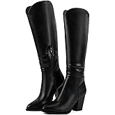 Putu Women's Knee High Boots High Heel Western Boots Pointed Toe Tall Boots