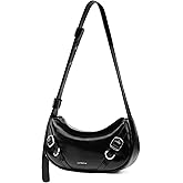 LAFESTIN Women's Leather Crossbody Bag - Adjustable Strap Purse with Zipper, Trendy Crescent Bag for Daily Use