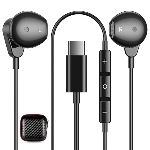 USB C Headphones for Samsung S25 S24 S23 S22 Ultra S21 FE Note 10+ A53