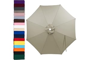 6.6ft/7ft/7.5ft/8ft/9ft/10ft Patio Umbrella Replacement Canopy, Outdoor Market Table Umbrella Top Cover for 6/8 Ribs, Waterpr