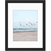 Frametory, 11x14 Frames Display 8x10 Picture with Mat or 11x14 Photo Without Mat, Shatter-Resistant Glass, Pre-Installed Wall Mounting Hardware - Black