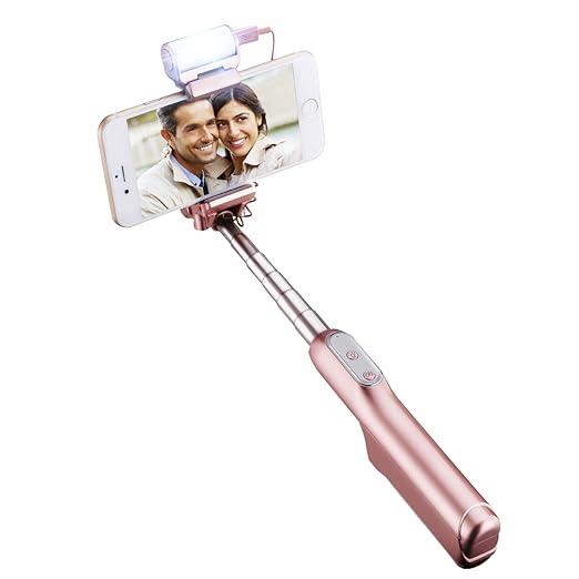 Mpow Selfie Stick, Bluetooth Selfie Stick Einbeinstativ mit integrierter Fernbedienung Auslöser und Led Fülllicht,270 Grad Ve