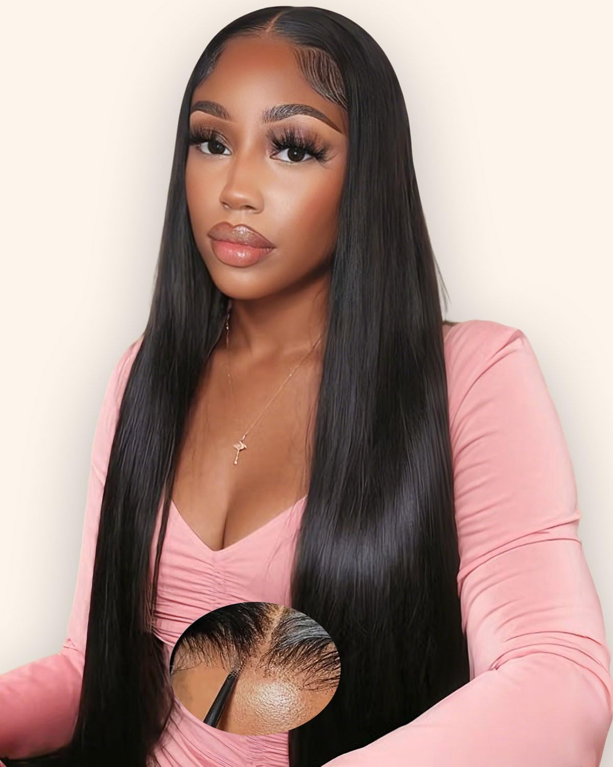 Beluck 200 Density 9x6 Glueless Wig Human Hair Wig For Black Women, Pre Cut Max Lace Straight Human Hair Wig, HD Lace Front Wigs Human Hair Pre Plucked Ready To Wear Lace Frontal 28 Inch — image 1