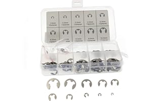 120PCS 304 Stainless Steel E-Clip Assortment Kit M1.5-10 Circlip External Retaining Rings Set