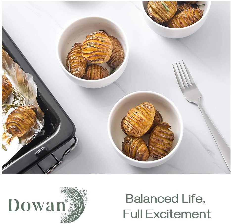 DOWAN 10 Ounces Porcelain Bowls Set, 6 Packs, Small Bowls, Ceramic White Bowls for Kitchen, Prep, Side Dishes, Cereal, Ice Cream Bowls, Microwave Safe, White: Kitchen & Dining