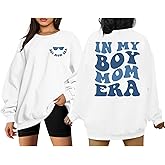 JKMTDNG In My Boy Mom Era Sweatshirt Women Funny Mama Crewneck Pullover Mama Life Long Sleeve Gift Tops