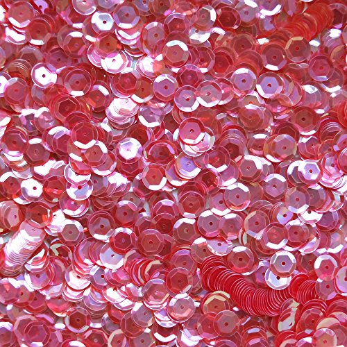 8mm Cup Sequins Coral Rose Crystal Iris Rainbow Iridescent Loose Facet Paillettes Made in USA