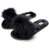 FAYUEKEY Fuzzy Slippers for Women Fluffy Furry Open Toe Cute Slippers House Bedroom Shoes