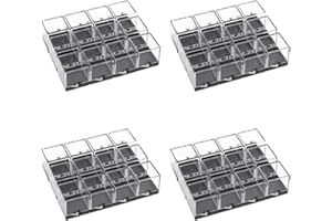 ABOOFAN 48 Pcs Mineral Display Boxes Transparent Specimen Display Case Square Jewelry Storage Container Plastic Rock Specimen Stand