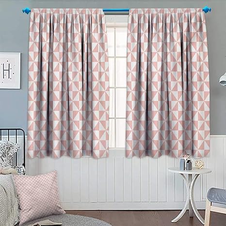 Amazon Com Anhounine Pale Pink Blackout Curtain Bicolor Triangles