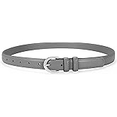 SANSTHS Women Leather Belt for Jeans Pants Fashion Ladies Skinny Belt for Dresses Thin Belt with Single Prong Buckle
