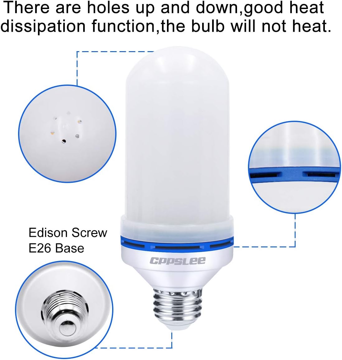 CPPSLEE LED Flame Effect Light Bulb, 4 Modes Flame Lights Bulbs, E26 Base Fire Light Bulbs with Gravity Sensor, Halloween Decorations Flickering Light Bulb for Indoor/Outdoor/Home/Party Decor(2 Pack) - - 